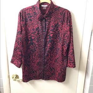 Alia button up animal cheetah print blouse